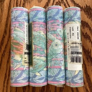 Vintage Pastel Fish Seashell Underwater Vinyl Pre Pasted Wallpaper Border Retro